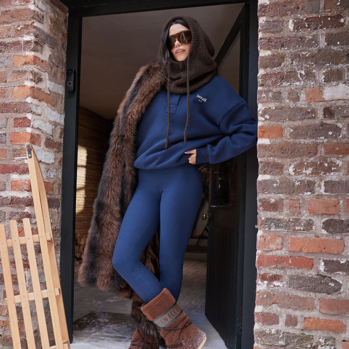 Winter Alltags-Leggings mit hohem Bund – Marineblau
