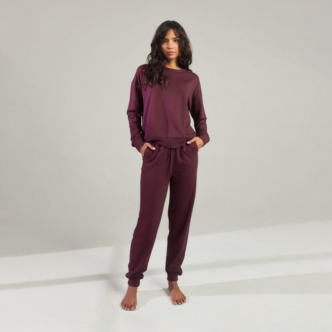 Luxus Lounge Jogginghose - Dunkelkirschfarbene