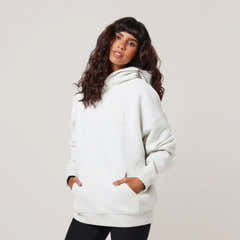 Schwerer Oversized-Kapuzenpullover mit Prägung – Hellgrau Meliert