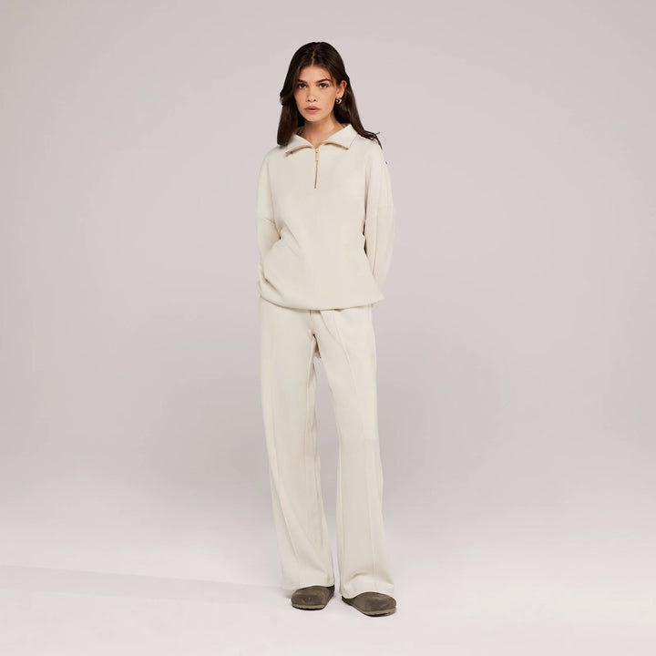 Bio-Jogginghose mit weitem Bein – Black Coffee