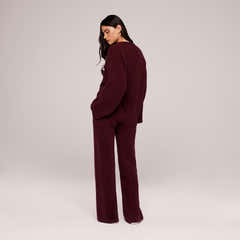 Varsity Strick Oversized Pullover – Burgund