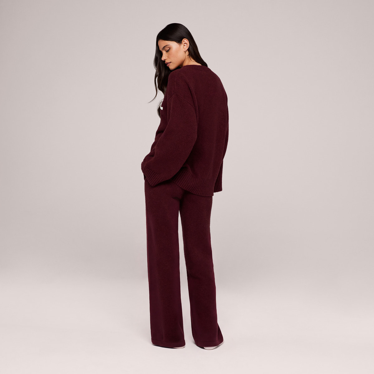 Varsity Strick Oversized Pullover – Burgund