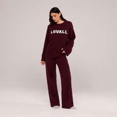 Varsity Strick Oversized Pullover – Burgund