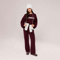 Varsity Strick Oversized Pullover – Burgund