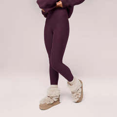 Winter Alltags Leggings mit hoher Taille - Weinrot