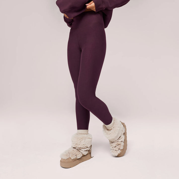Winter Alltags Leggings mit hoher Taille - Weinrot