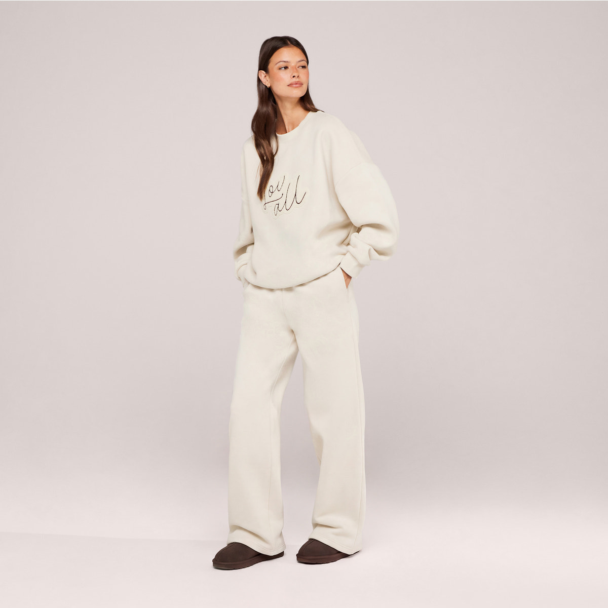 Schweres Oversized Campus-Sweatshirt – Mokka