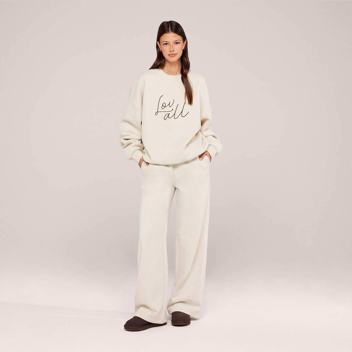Schweres Oversized Campus-Sweatshirt – Mokka