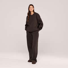 Schweres Oversized Campus-Sweatshirt – Mokka