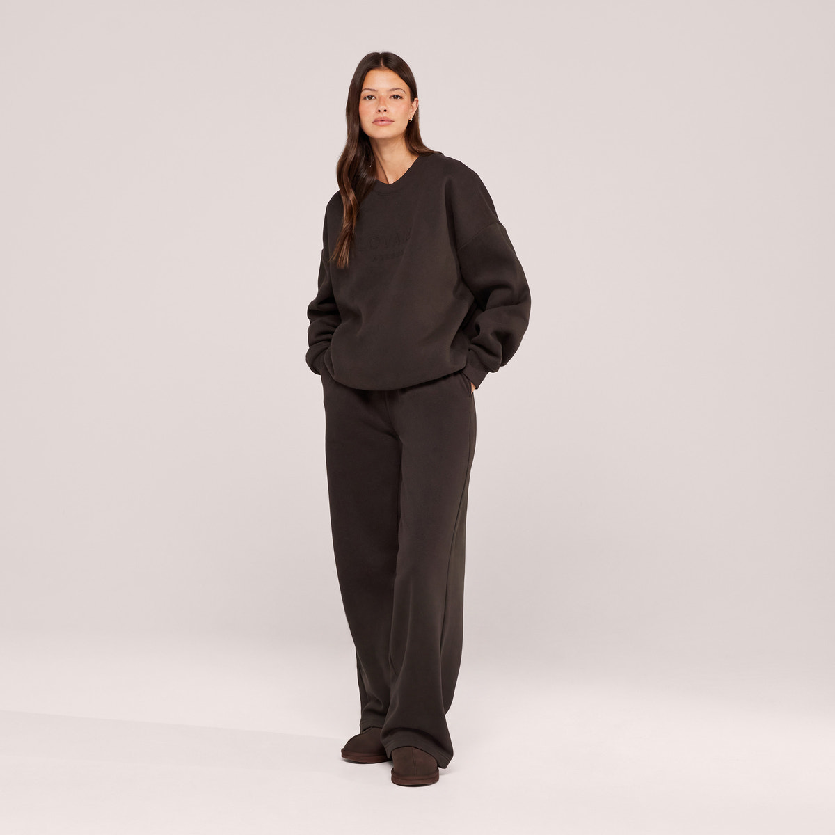 Schweres Oversized Campus-Sweatshirt – Mokka