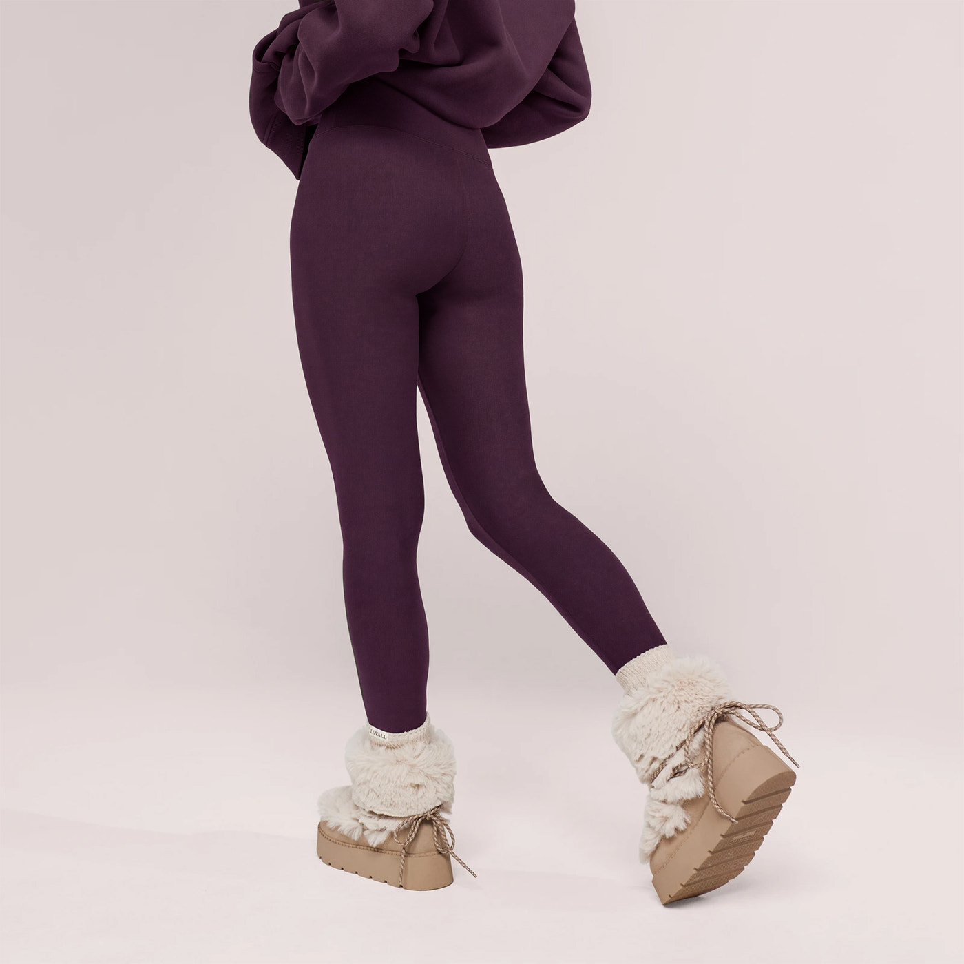 Winter Alltags Leggings mit hoher Taille - Weinrot