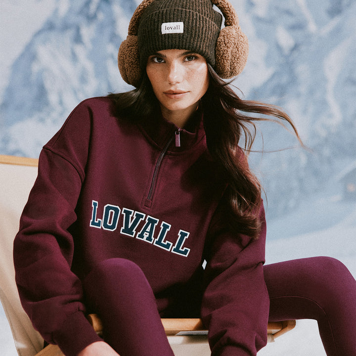 Loopback Varsity 1/4-Zip-Sweatshirt – Burgund