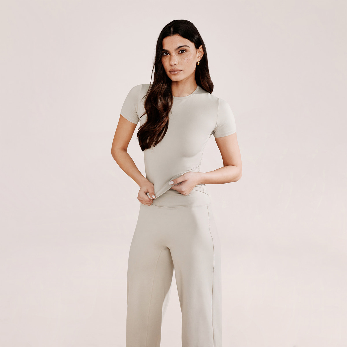 Ultimative Alltagshose mit weitem Bein - Haferbeige