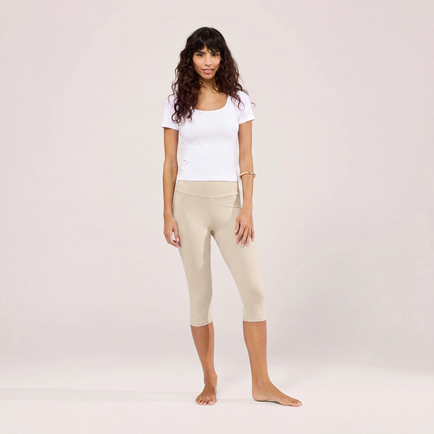 Capri Lightweight Leggings - Natural Beige