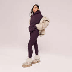 Winter Alltags Leggings mit hoher Taille - Weinrot