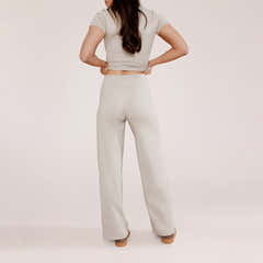 Ultimative Alltagshose mit weitem Bein - Haferbeige