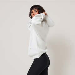 Schwerer Oversized-Kapuzenpullover mit Prägung – Hellgrau Meliert