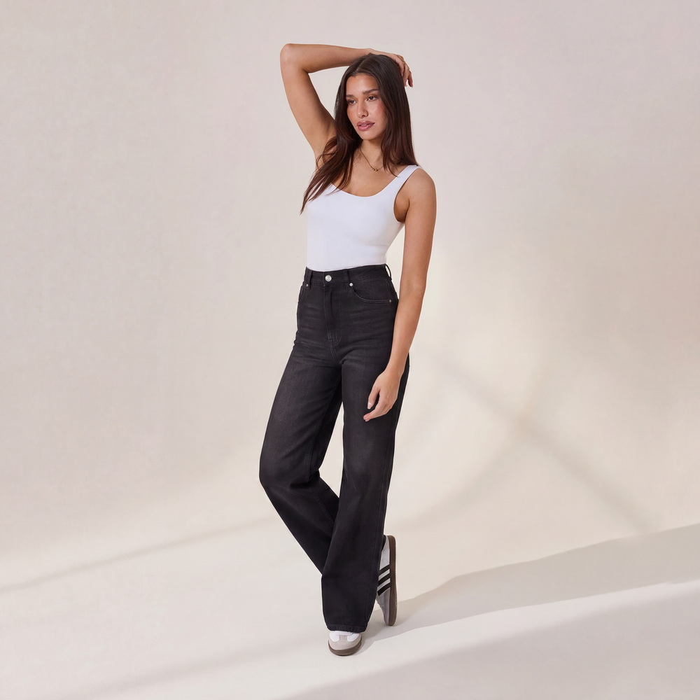 Weite Jeans - Washed Black