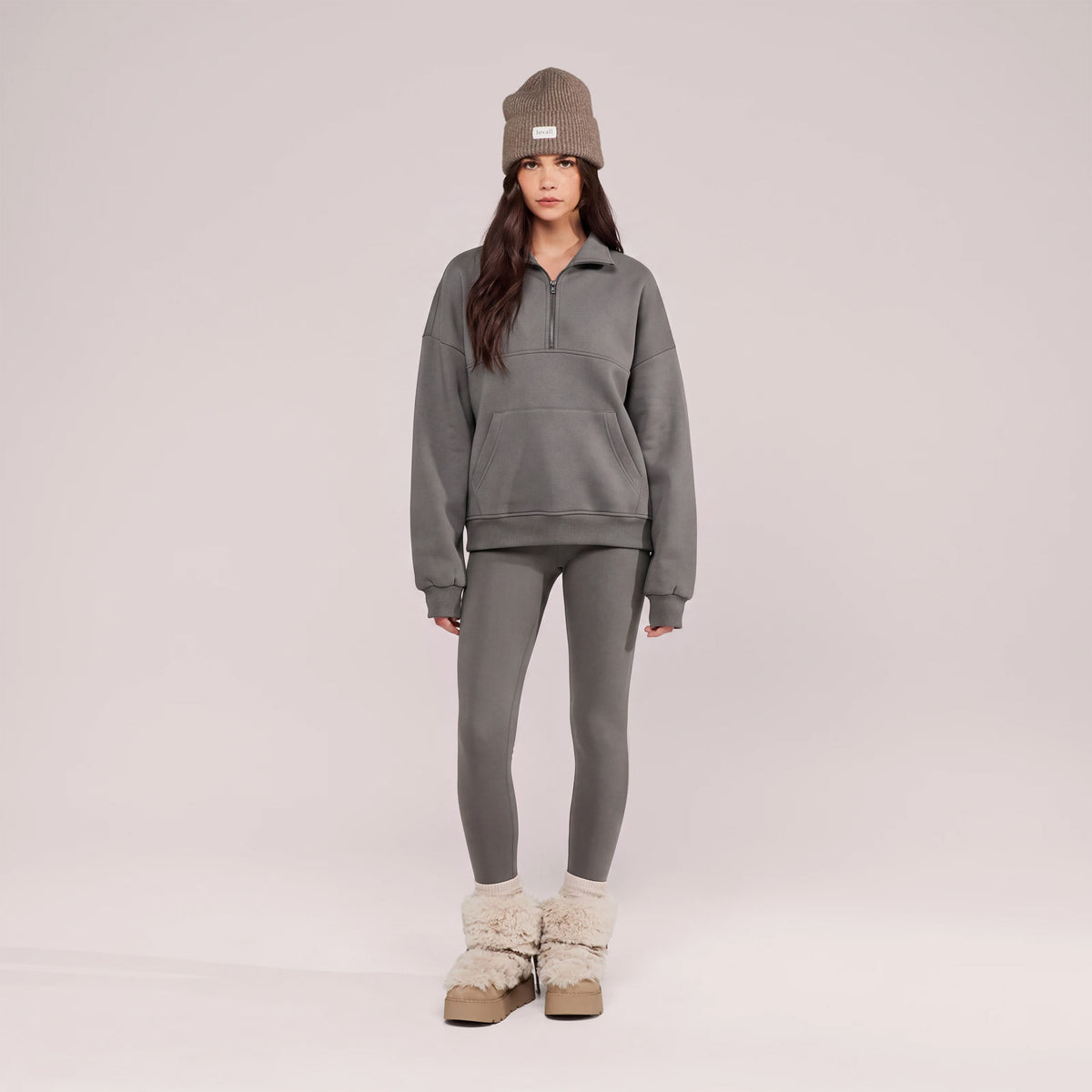 Winter Alltags-Leggings mit hoher Taille – Schiefergrün