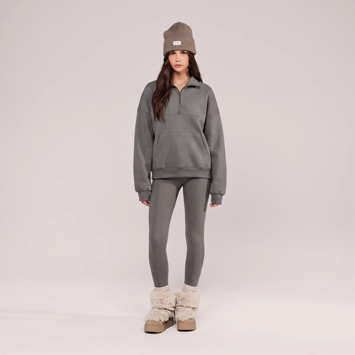 Winter Alltags-Leggings mit hoher Taille – Schiefergrün