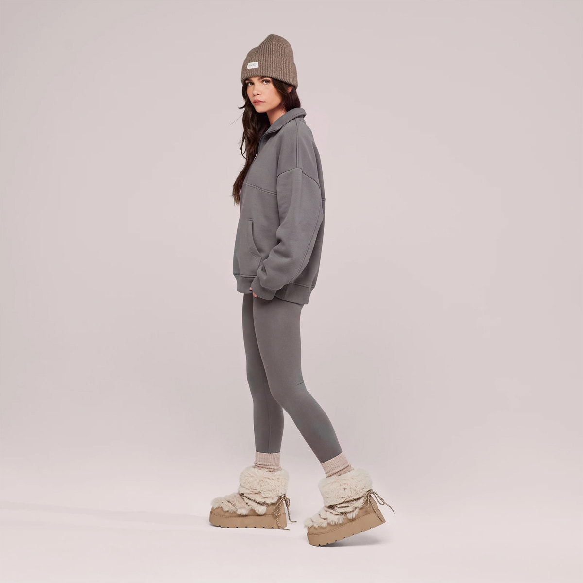 Winter Alltags-Leggings mit hoher Taille – Schiefergrün