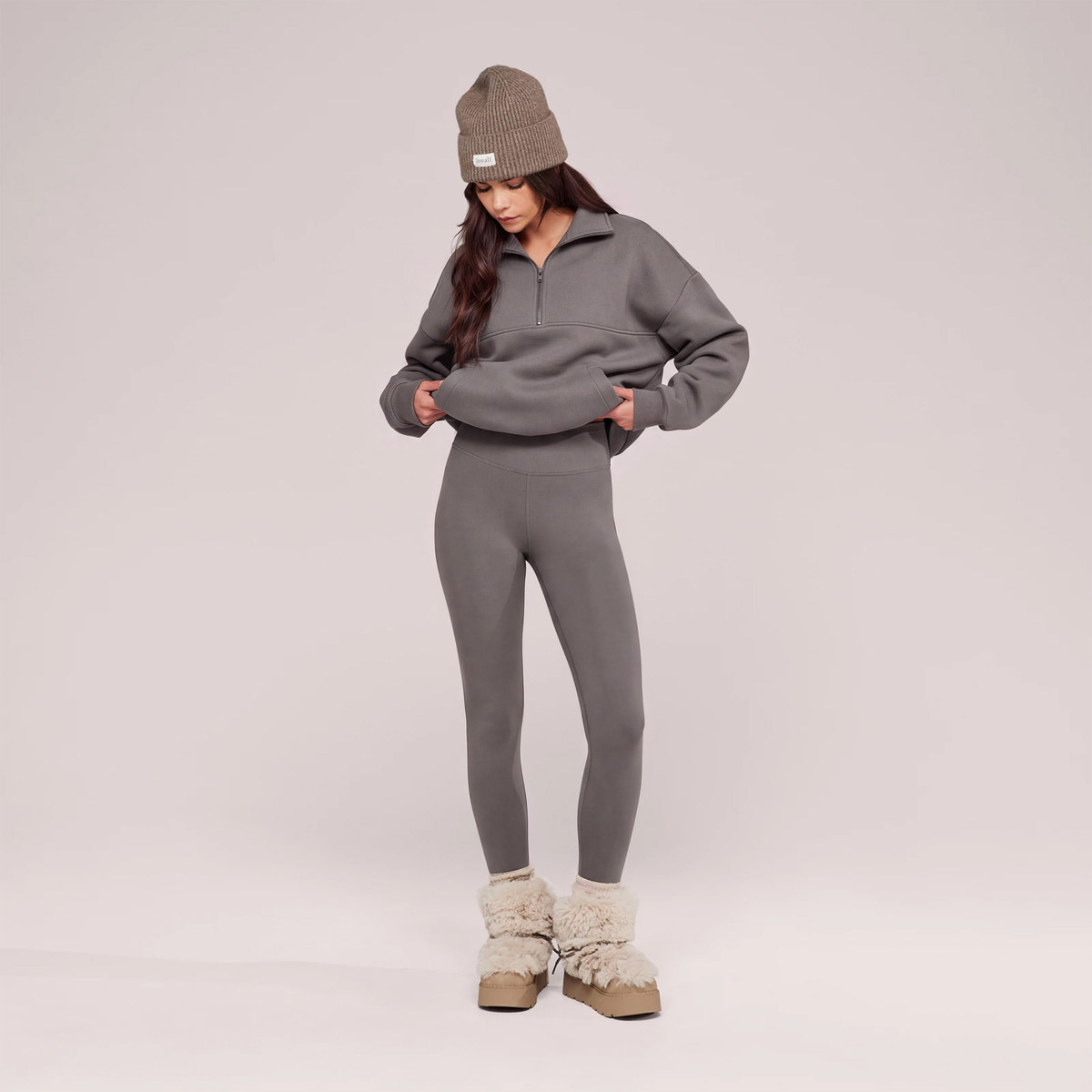 Winter Alltags-Leggings mit hoher Taille – Schiefergrün