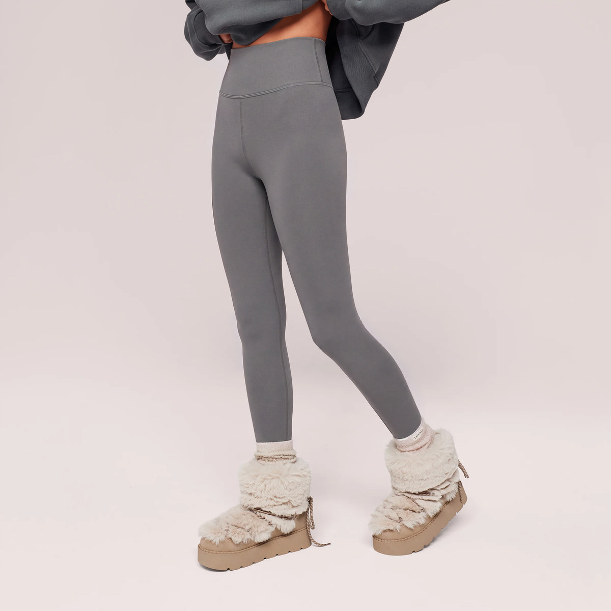 Winter Alltags-Leggings mit hoher Taille – Schiefergrün