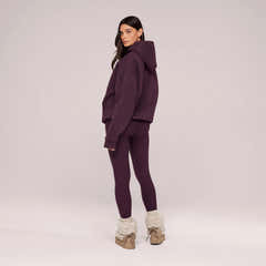 Winter Alltags Leggings mit hoher Taille - Weinrot