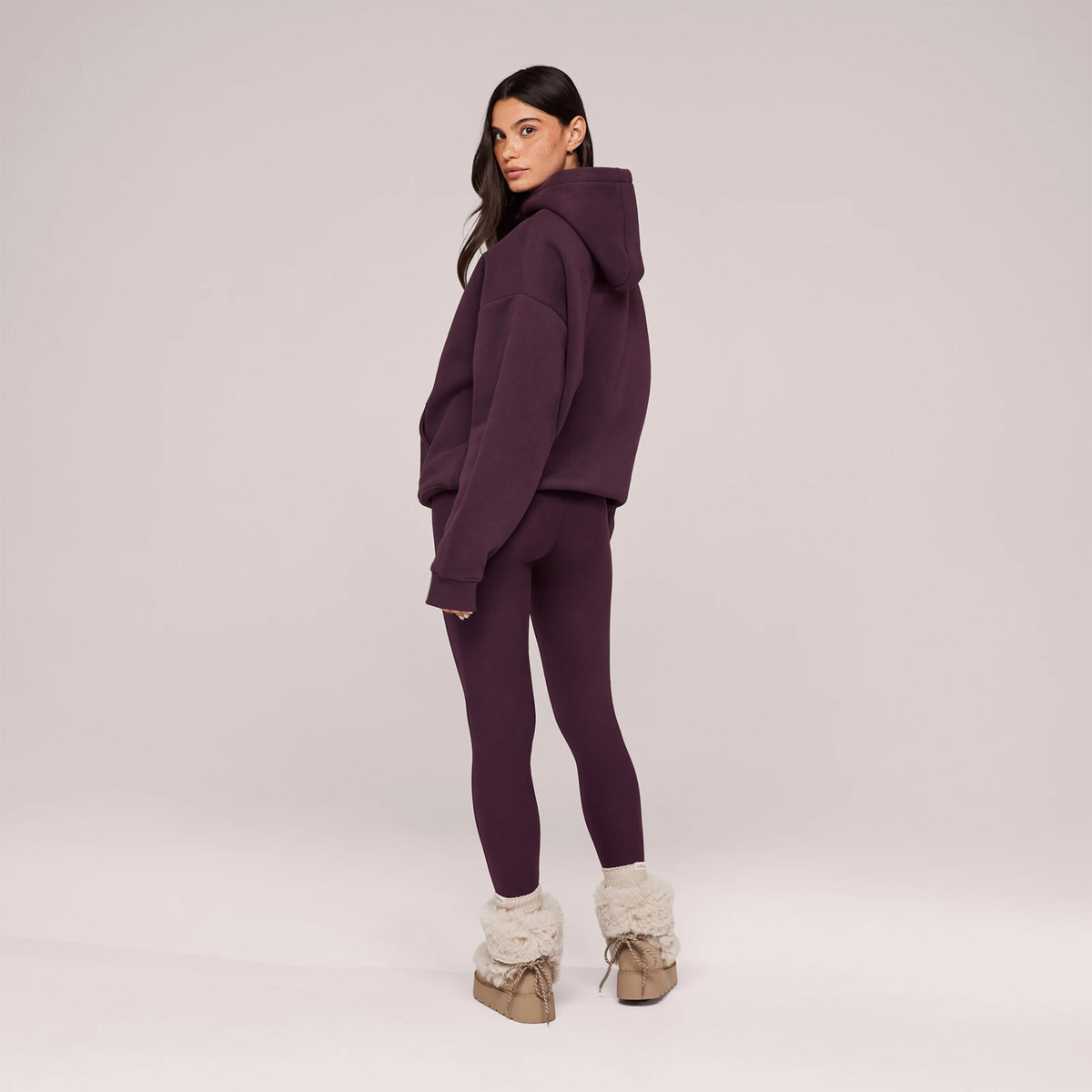 Winter Alltags Leggings mit hoher Taille - Weinrot