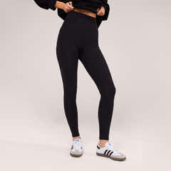 Alltägliche High-Waist-Leggings - Schwarz