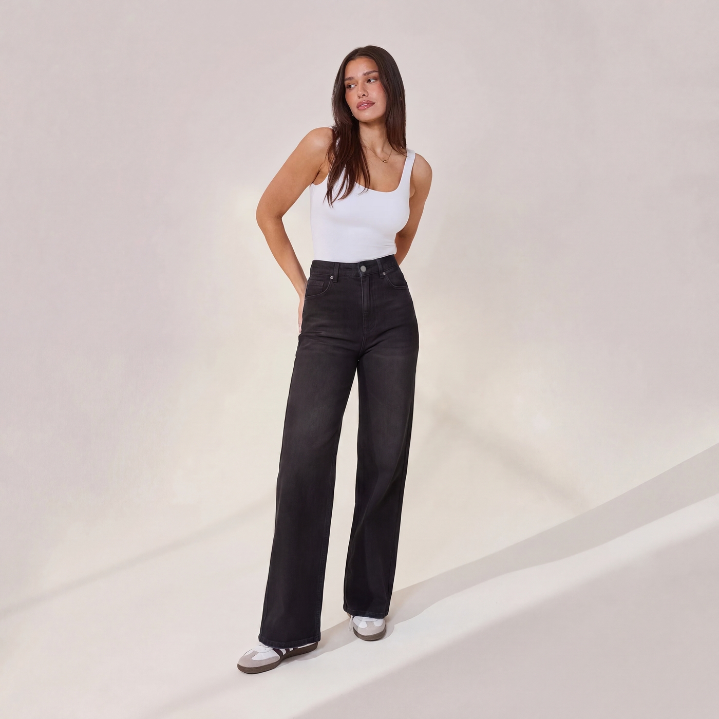 Weite Jeans - Washed Black