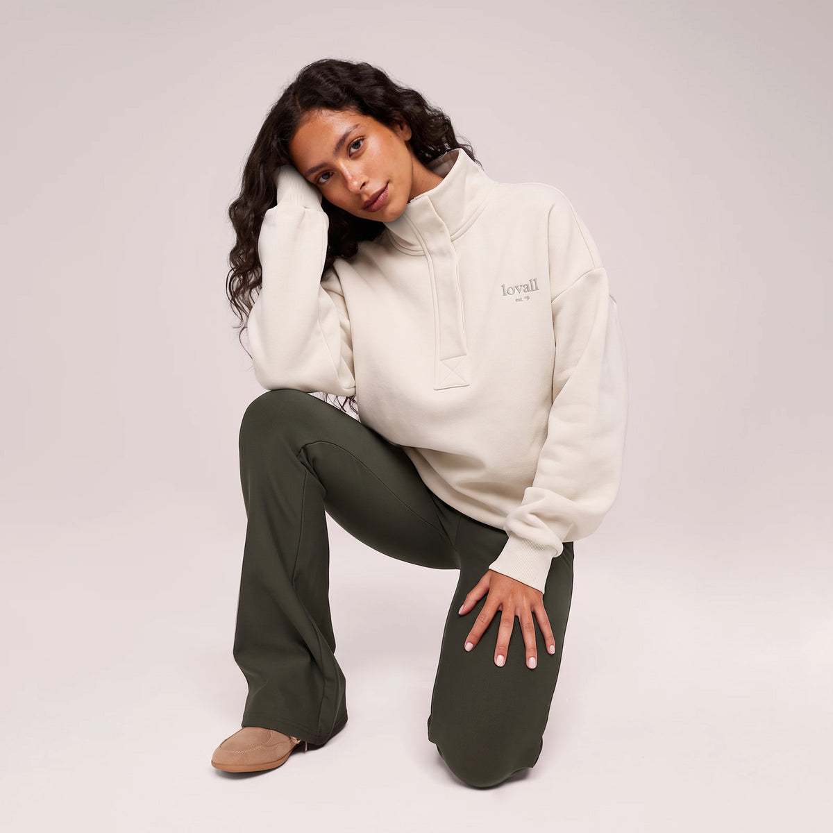 Winter-Leggings mit ausgestelltem Bein – Deep Olive