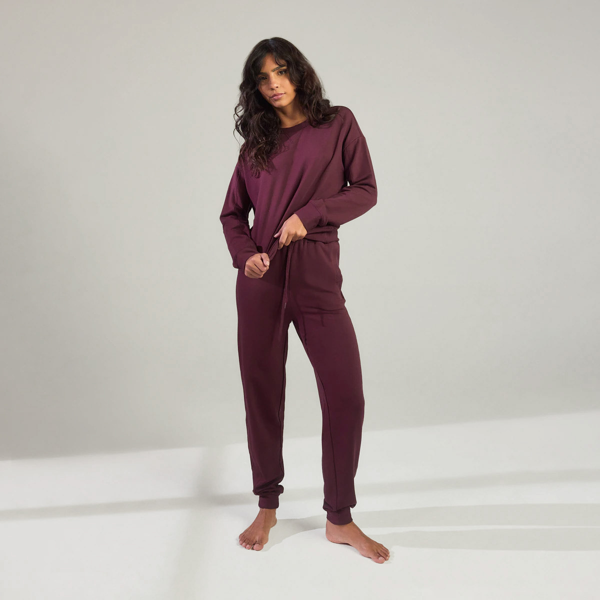 Luxus Lounge Jogginghose - Dunkelkirschfarbene