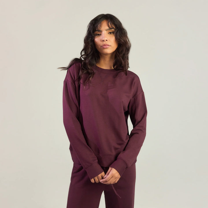 Luxus Lounge Sweatshirt - Dunkelkirschfarbenes