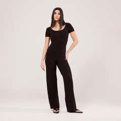 Leichte weite Hose – Black Coffee