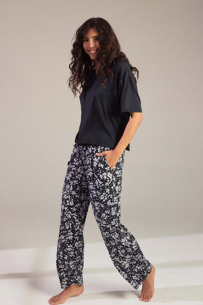 Soft Touch Pyjama Set - Black Floral