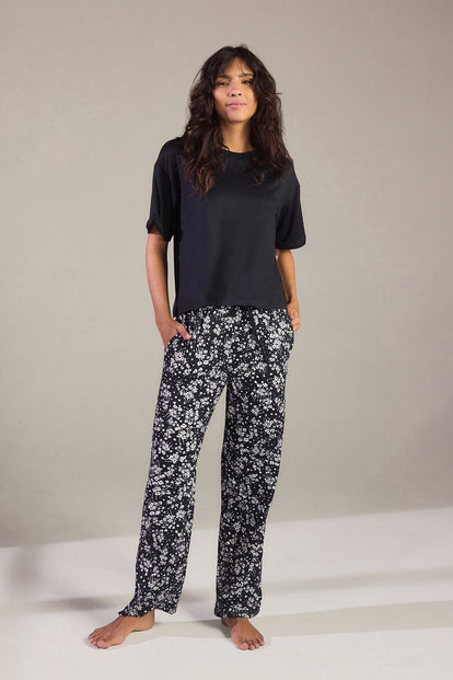 Soft Touch Pyjama Set - Black Floral