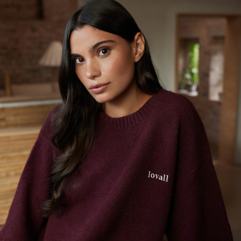 Lovall Grobstrickpullover Oversized - Burgund