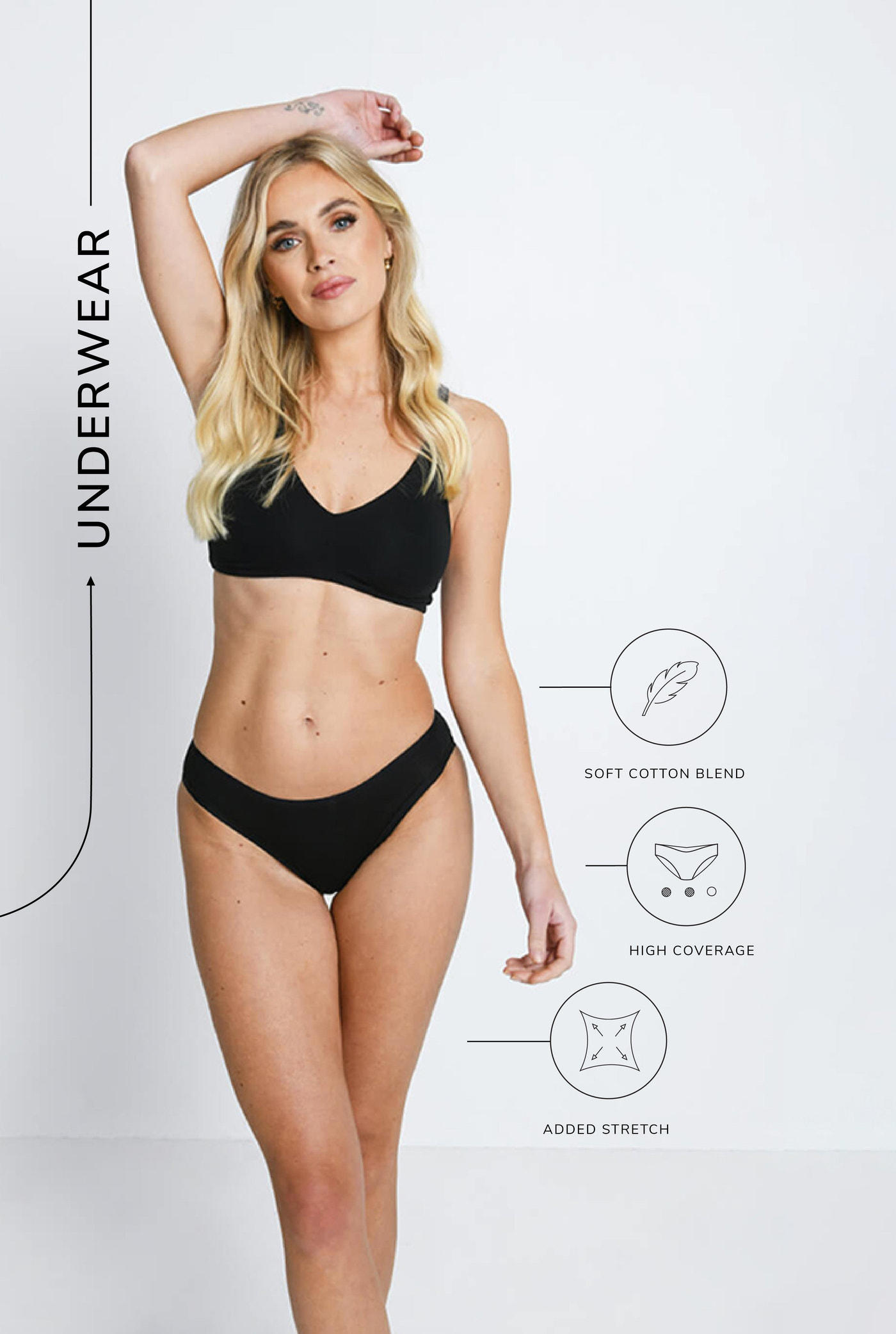 Baumwolle Bikini Unterhose 3-Er Pack - Schwarze