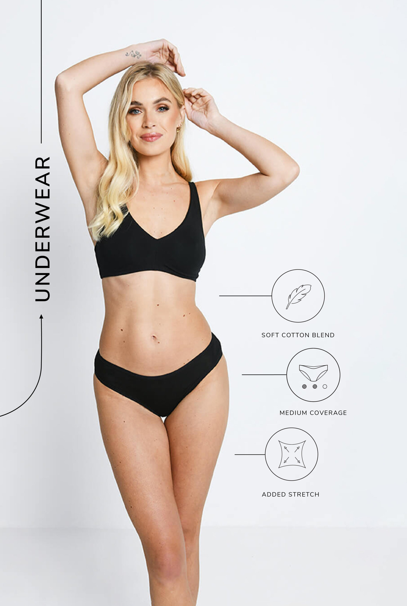 Baumwolle Brasilianische  Unterhose 3-Er Pack - Schwarze