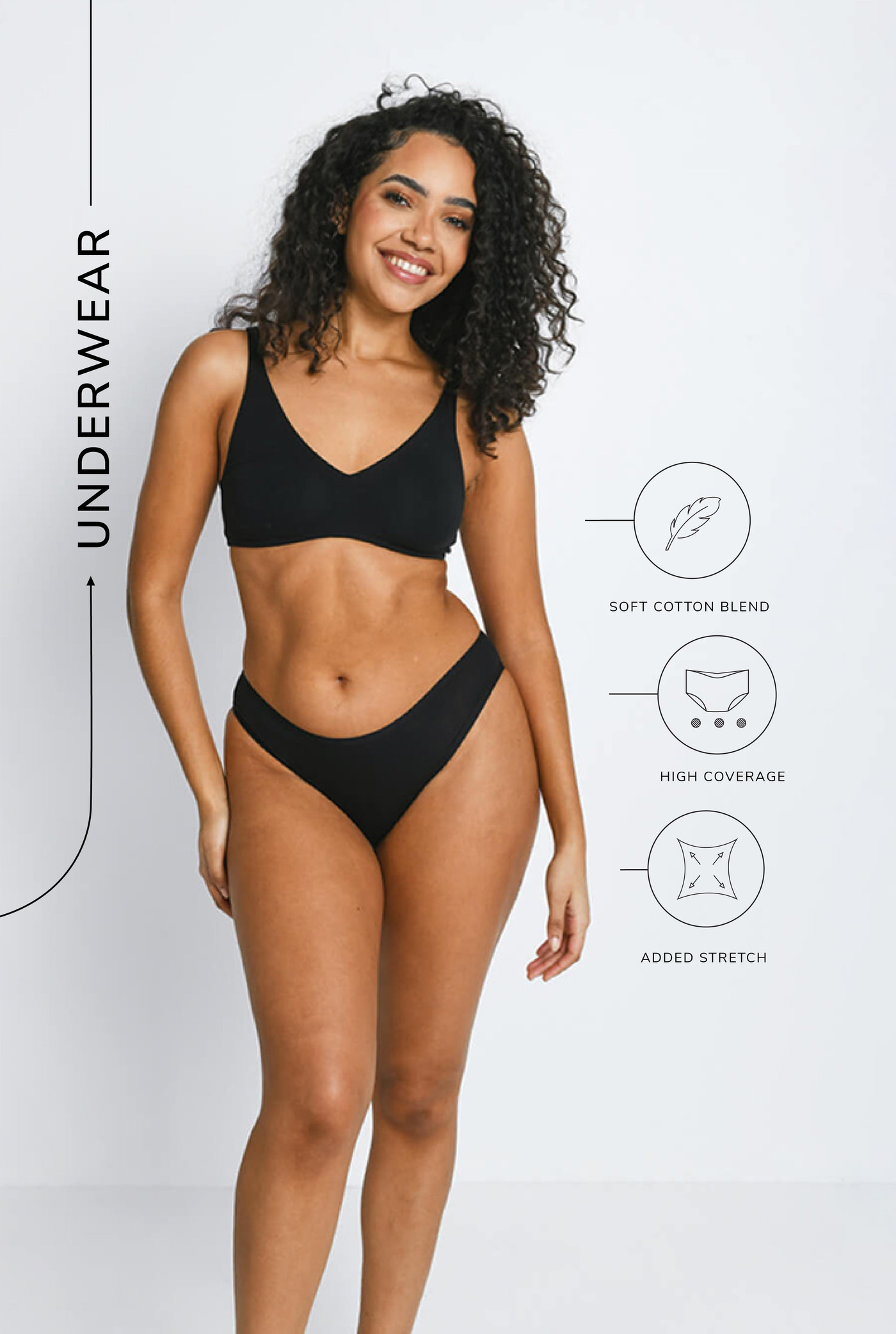 Baumwolle Hoch Hose Unterhose 3-Er Pack - Schwarze