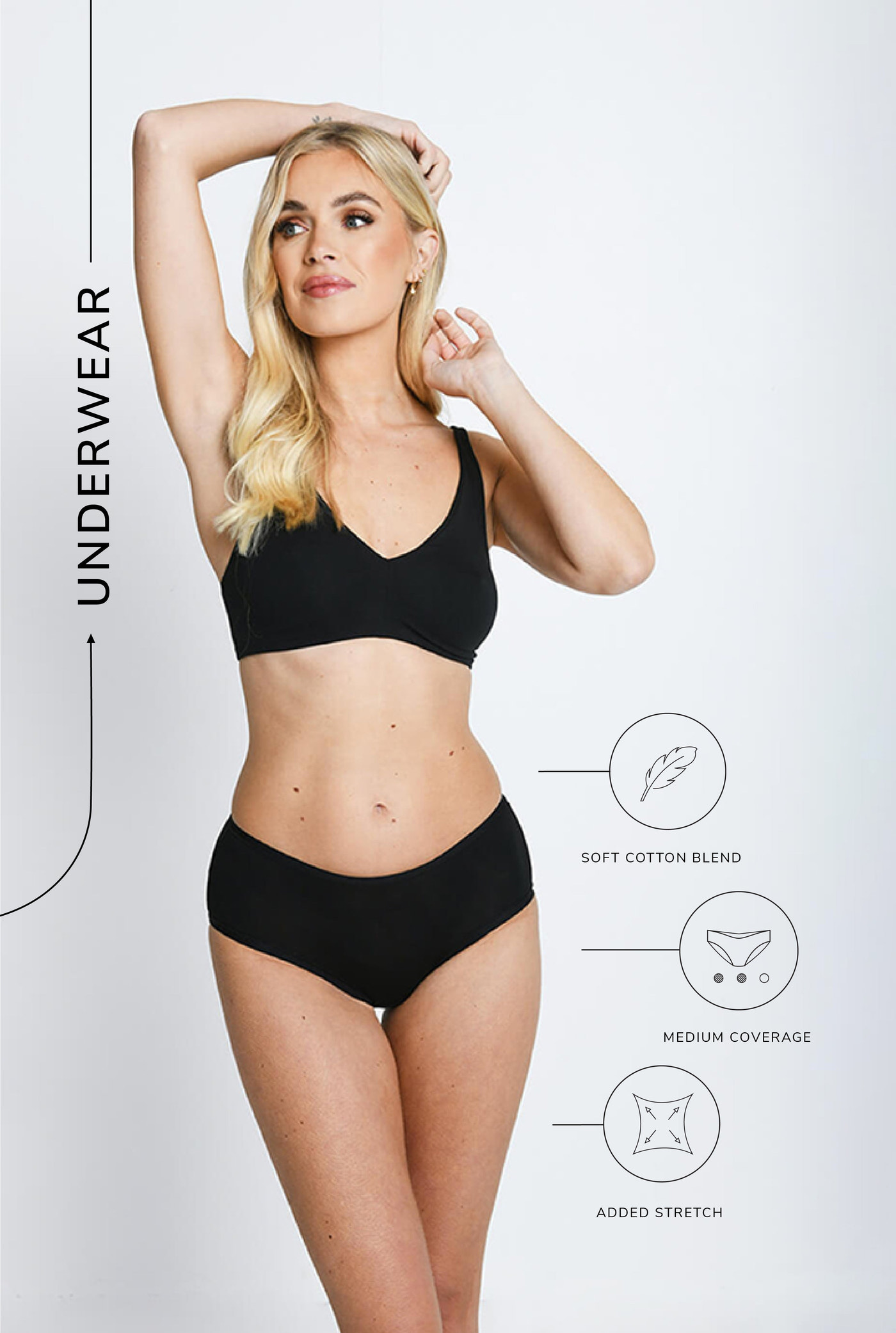 Baumwolle Midi Unterhose 3-Er Pack - Schwarze