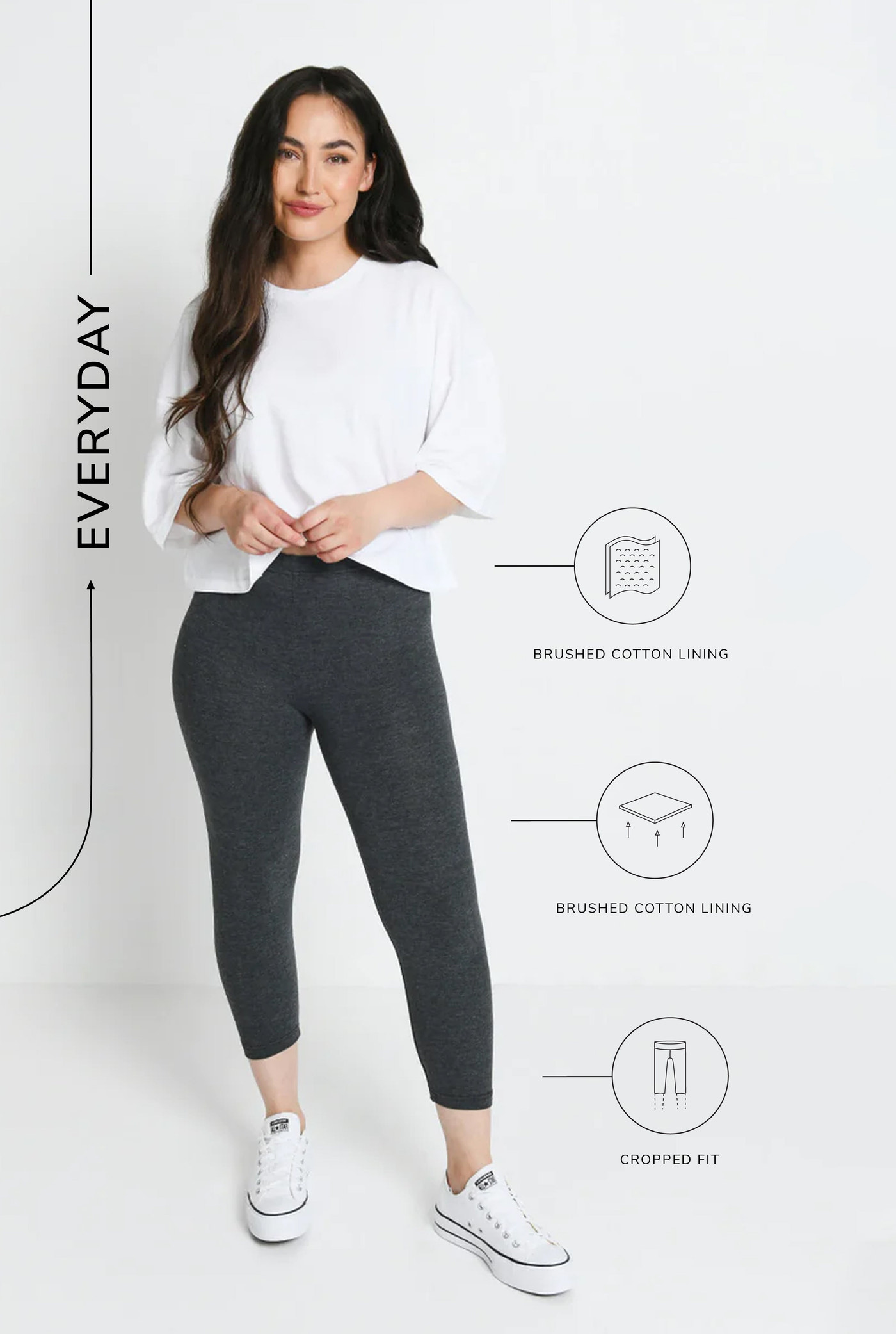 Alltägliche Cropped Leggings - Dunkelgrau-Melange