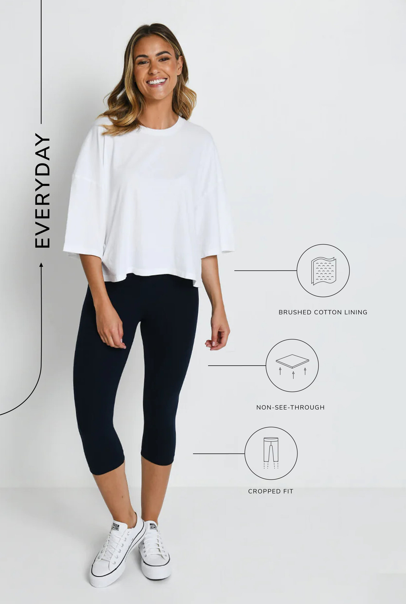 Alltägliche Cropped Leggings - Navyblau