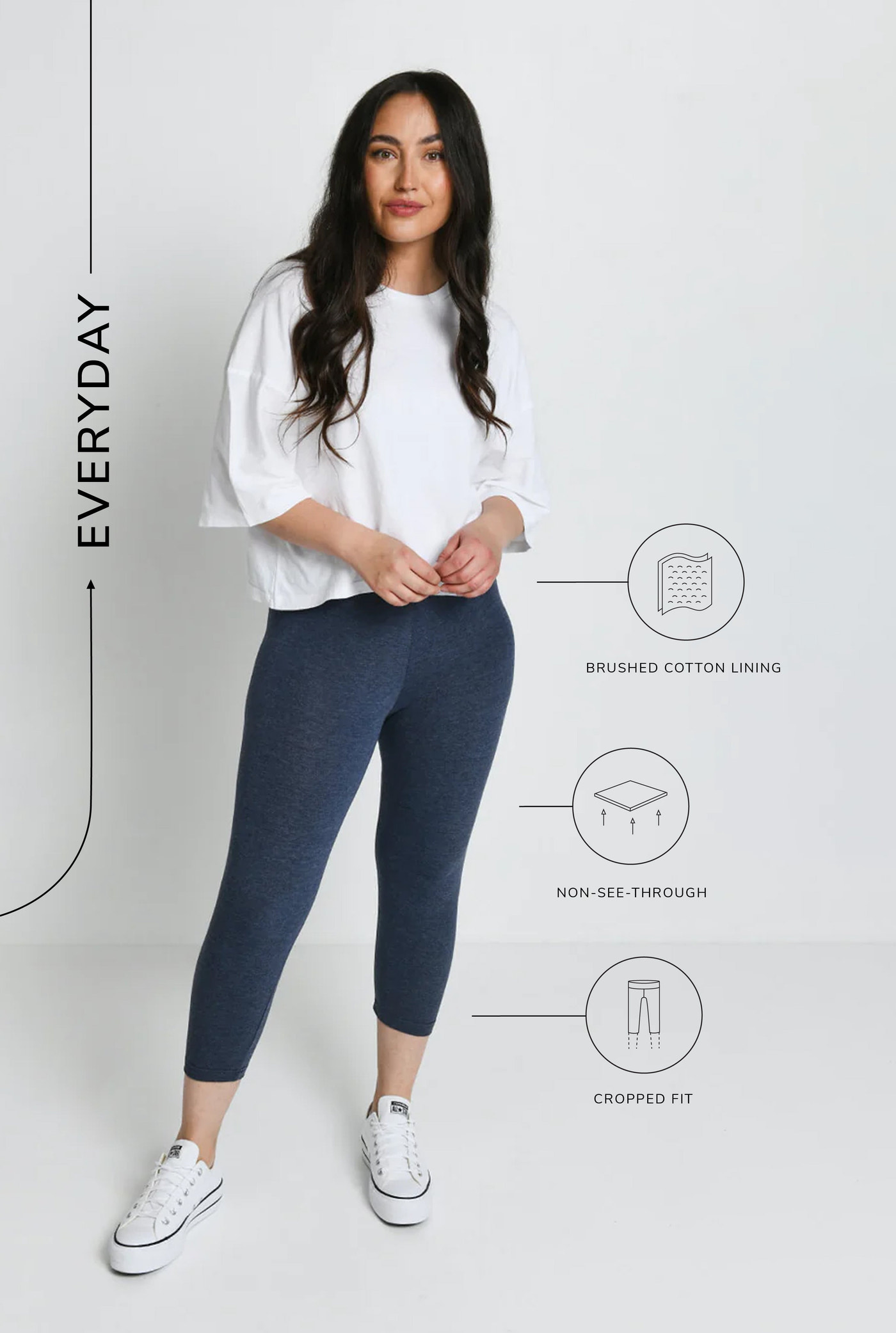 Alltägliche Cropped Leggings - Infinity-Blau-Melange