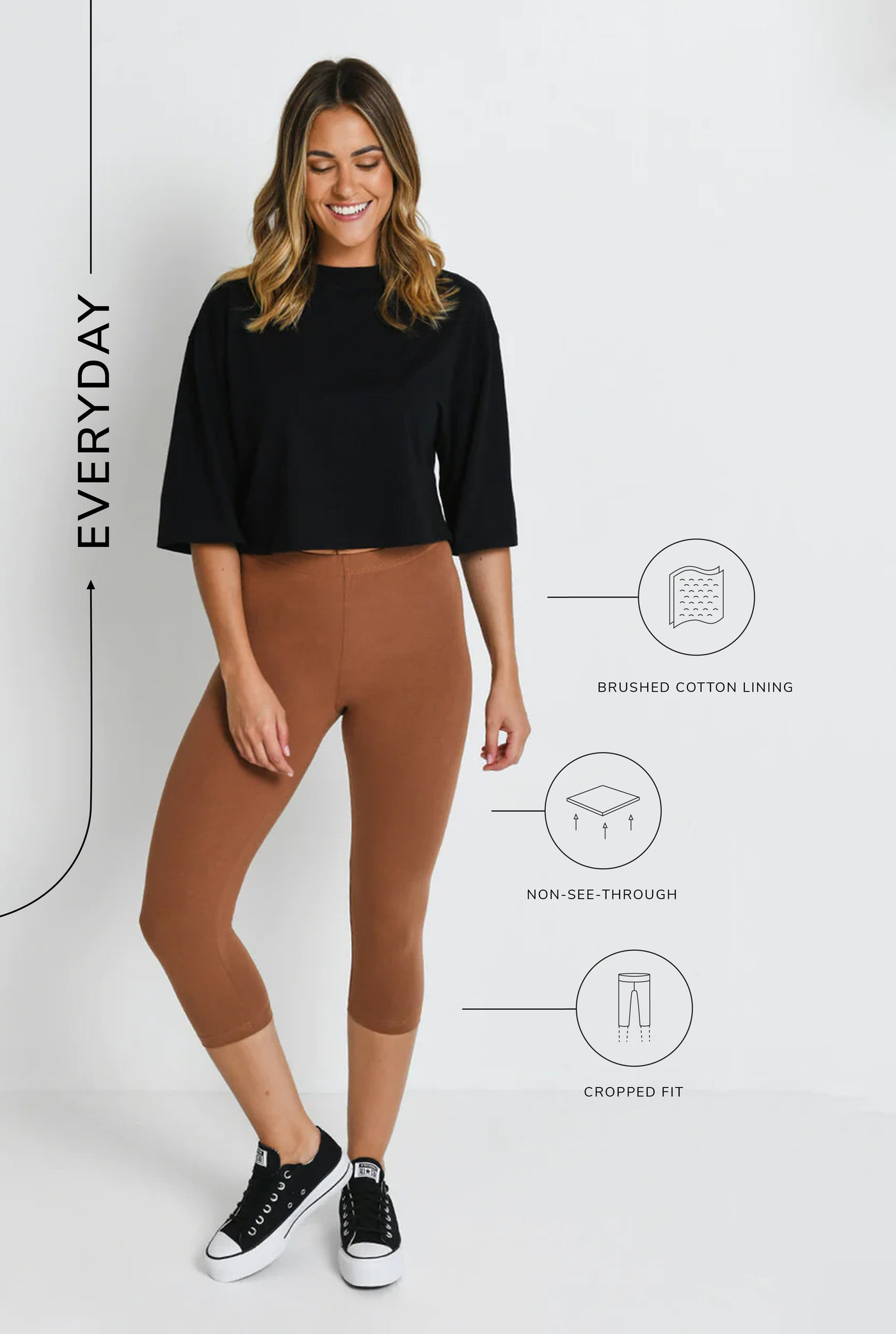 Alltägliche Cropped Leggings - Mocha-Braune