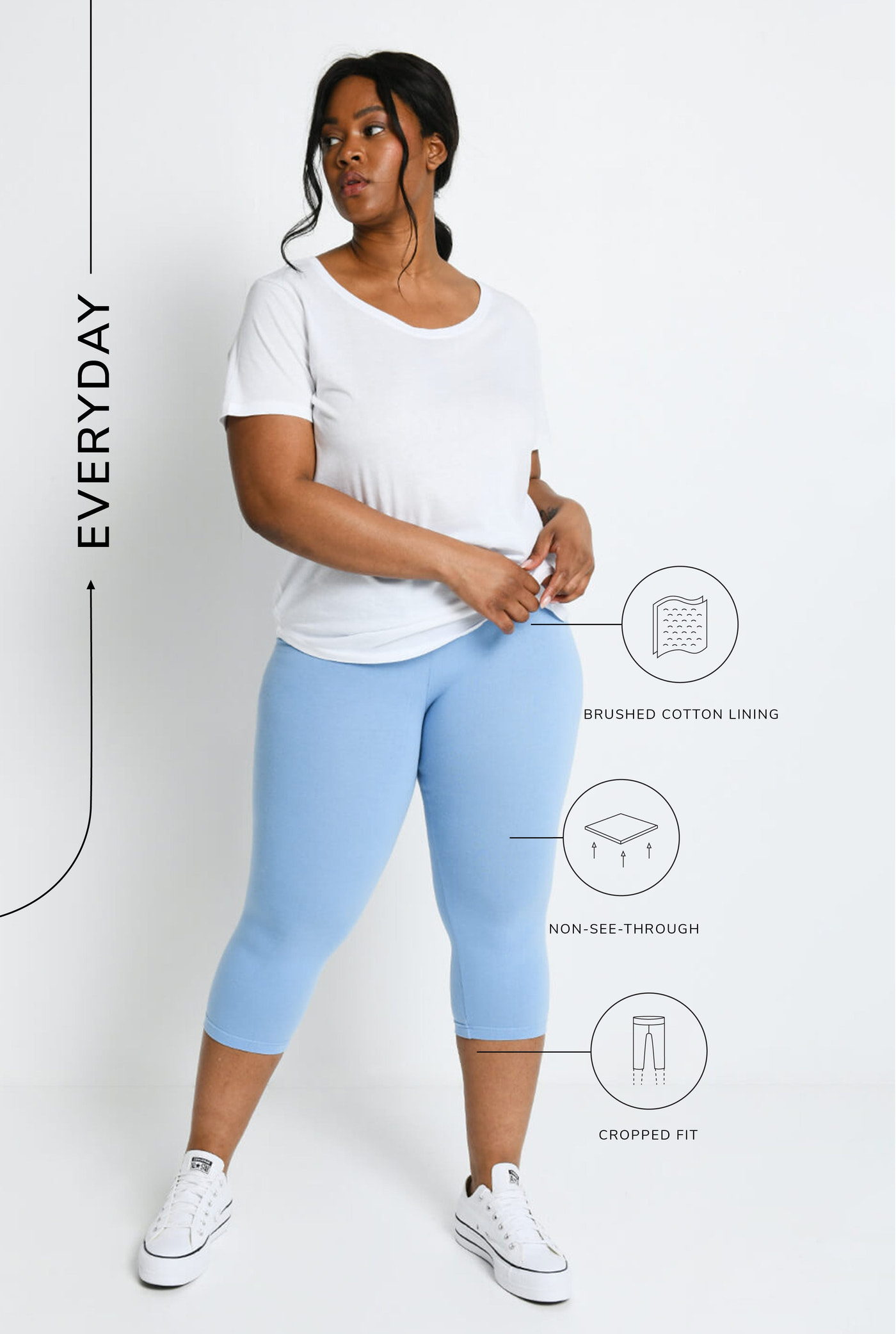 Alltägliche Cropped Leggings - Puderblaue