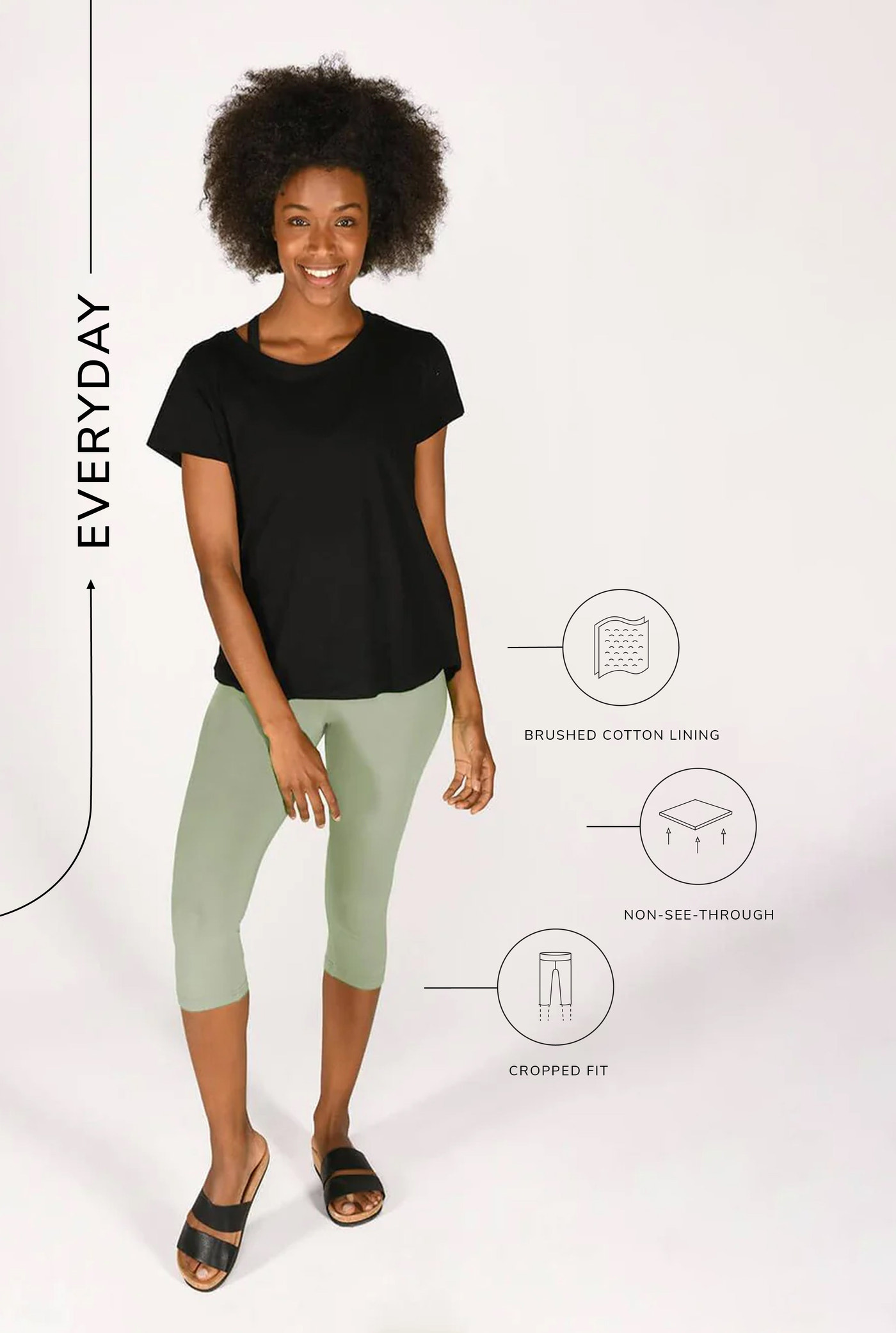 Alltägliche Cropped Leggings - Salbeigrüne