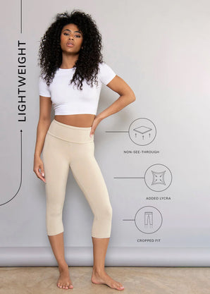 Cropped Leggings Lightweight Curvy - Beige