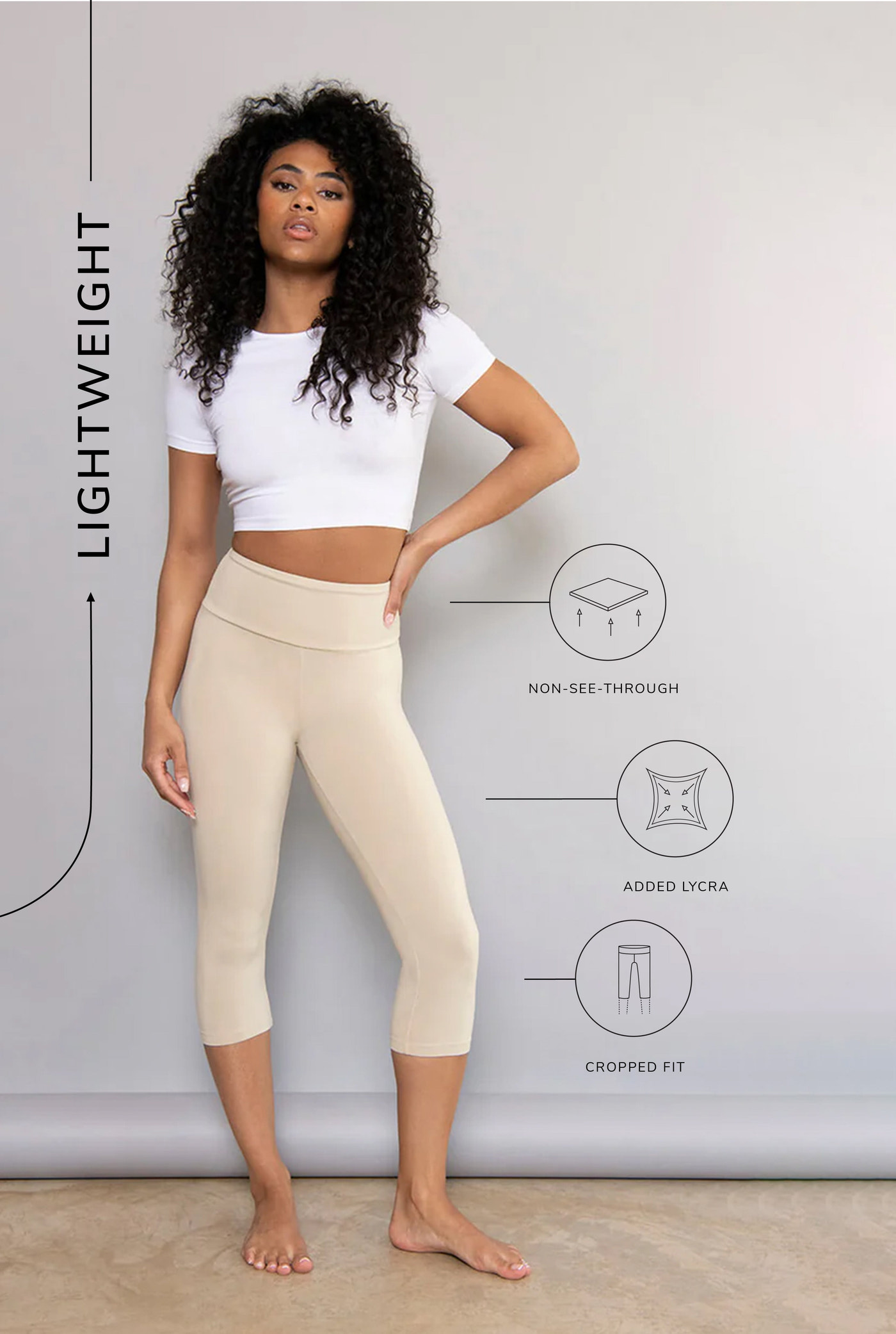 Cropped Leichte Leggings - Naturbeige